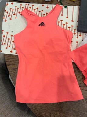 adidas Neon Coral Racerback Tank Top